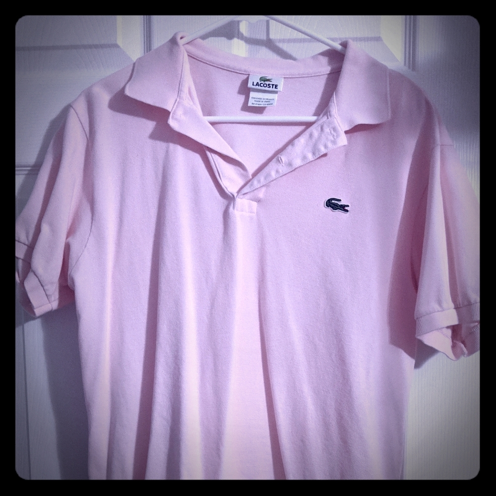 Men's pink Lacoste size 5 polo t-shirt